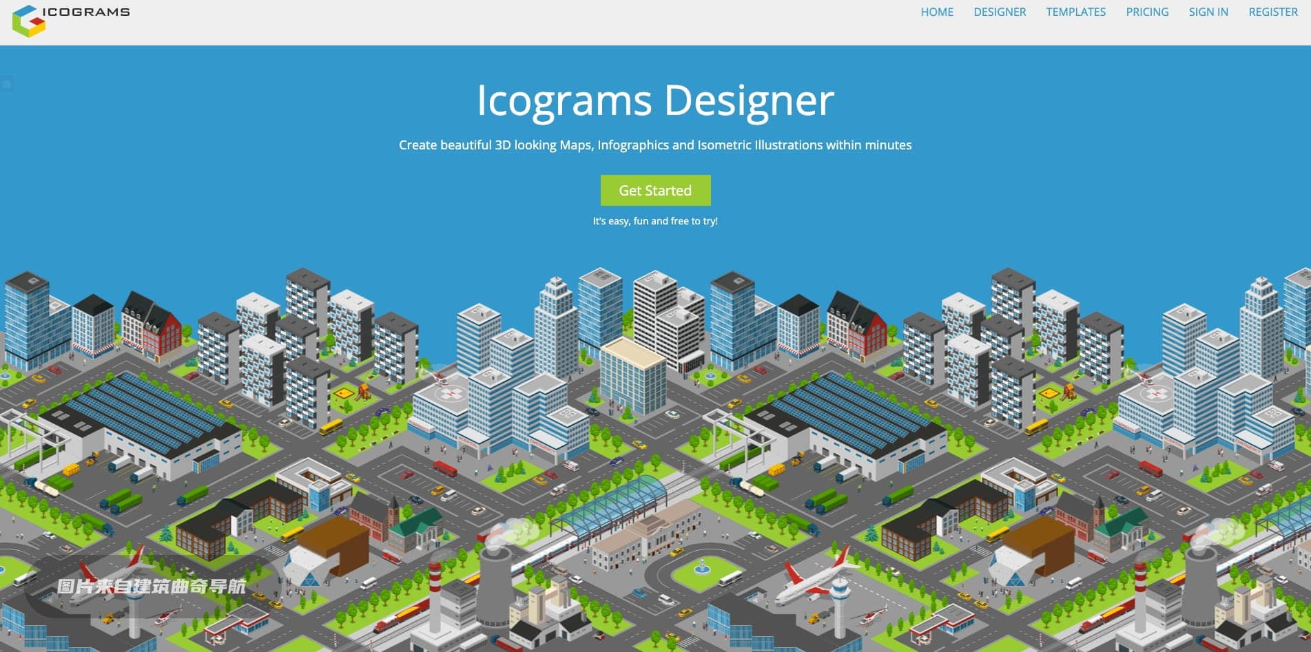 2.5D插画风轴测分析图在线绘制平台工具